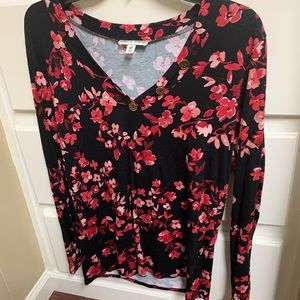 Black with red and pink flowers